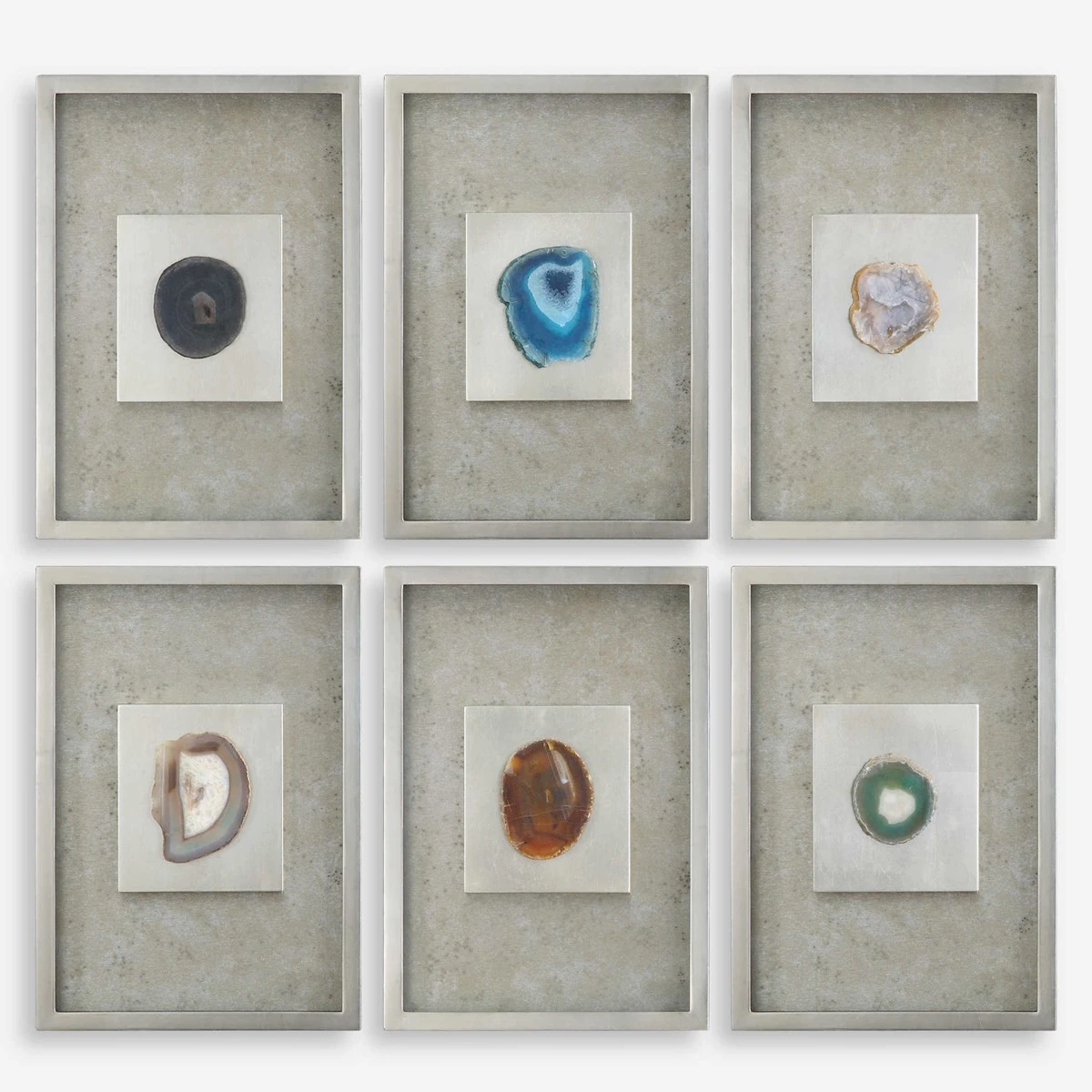 Agate Stone gümüş Çerçeveler (6lı Set)