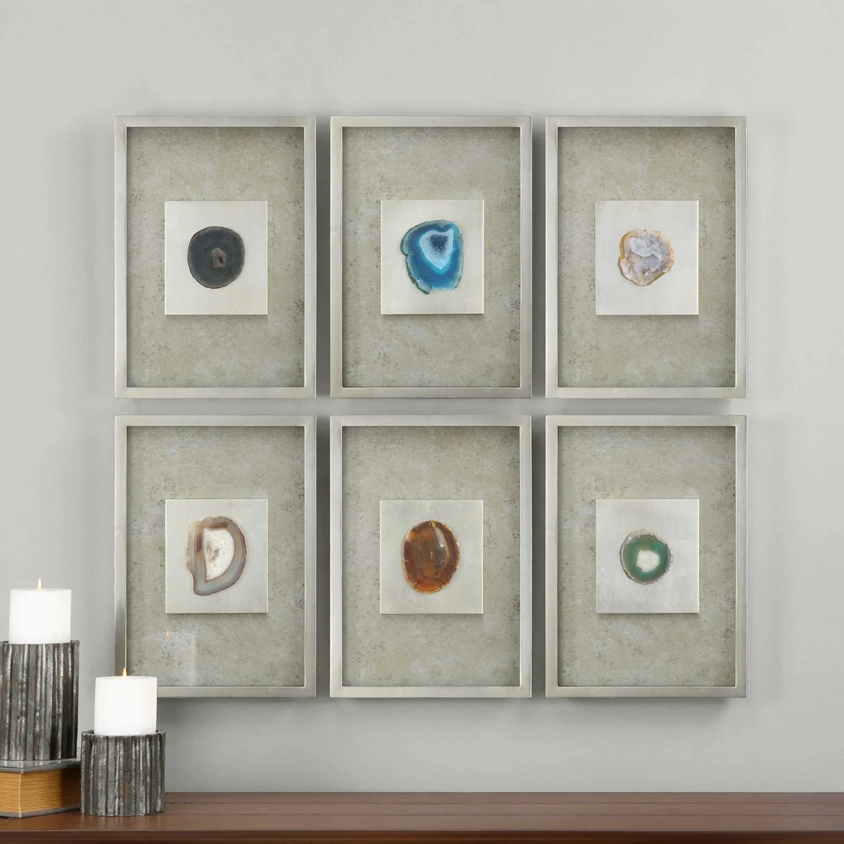 Agate Stone gümüş Çerçeveler (6lı Set) - Görsel 2